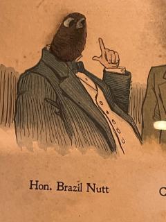 ANTIQUE BUNCH OF NUTS COMICAL EARLY LITHOGRAPH - 3314432