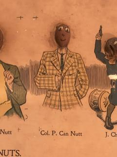 ANTIQUE BUNCH OF NUTS COMICAL EARLY LITHOGRAPH - 3319932