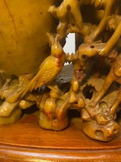ANTIQUE CHINESE CARVED SOAPSTONE ANIMALS WITH URNS LAMP - 2419514