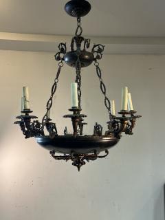 ANTIQUE DARK BRONZE BEADED BOWL EIGHT ARM CHANDELIER - 3328729