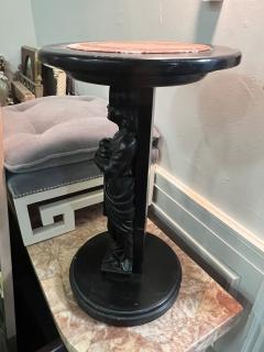 ANTIQUE EBONIZED WOOD AND ROUGE MARBLE GODDESS PEDESTAL - 3747948