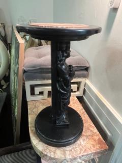 ANTIQUE EBONIZED WOOD AND ROUGE MARBLE GODDESS PEDESTAL - 3747951