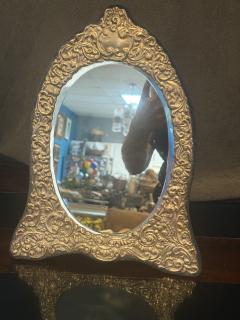 ANTIQUE ENGLISH STERLING SILVER REPOUSEE MIRROR - 4281580