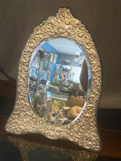ANTIQUE ENGLISH STERLING SILVER REPOUSEE MIRROR - 4281584