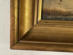 ANTIQUE EUROPEAN ICE SKATERS ON FROZEN LAKE LANDSCAPE PAINTING - 4404000