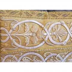 ANTIQUE FRENCH ECCLESIASTICAL METALLIC GOLD EMBROIDERED ON CUSTOM DOWN PILLOW - 797621