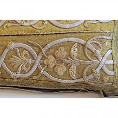 ANTIQUE FRENCH ECCLESIASTICAL METALLIC GOLD EMBROIDERED ON CUSTOM DOWN PILLOW - 797623