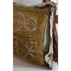ANTIQUE FRENCH ECCLESIASTICAL METALLIC GOLD EMBROIDERED ON CUSTOM DOWN PILLOW - 797624