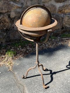 ANTIQUE GLOBE IN DECORATIVE IRON STAND WITH TRIPOD BASE - 3555076