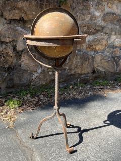 ANTIQUE GLOBE IN DECORATIVE IRON STAND WITH TRIPOD BASE - 3555079