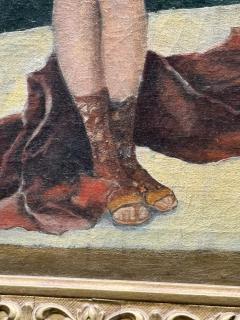 ANTIQUE GRECIAN WOMAN UNDRESSING NEAR POOL FOUNTAIN PAINTING - 4689555