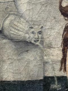 ANTIQUE GRECIAN WOMAN UNDRESSING NEAR POOL FOUNTAIN PAINTING - 4689557
