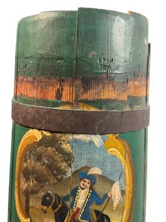 ANTIQUE HAND PAINTED HORSE RIDER ROSES WOOD BUTTER CHURN NOW UMBRELLA STAND - 4496182