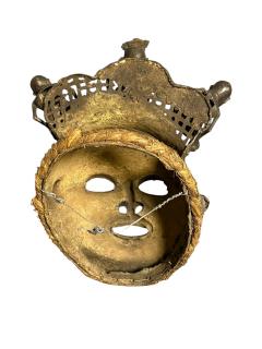 ANTIQUE HIGHLY DECORATED BRONZE AFRICAN CEREMONIAL MASK - 4393429