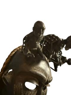 ANTIQUE HIGHLY DECORATED BRONZE AFRICAN CEREMONIAL MASK - 4393430