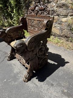 ANTIQUE ITALIAN FANTASTICAL BEASTS BEAUTIES CARVED RENAISSANCE THRONE CHAIR - 4287004