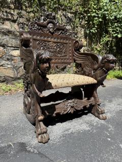 ANTIQUE ITALIAN FANTASTICAL BEASTS BEAUTIES CARVED RENAISSANCE THRONE CHAIR - 4287008