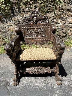 ANTIQUE ITALIAN FANTASTICAL BEASTS BEAUTIES CARVED RENAISSANCE THRONE CHAIR - 4287010