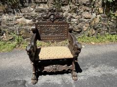 ANTIQUE ITALIAN FANTASTICAL BEASTS BEAUTIES CARVED RENAISSANCE THRONE CHAIR - 4287016