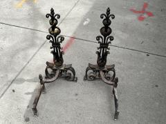 ANTIQUE ITALIAN HERALDIC GILT IRON ANDIRONS - 3701900