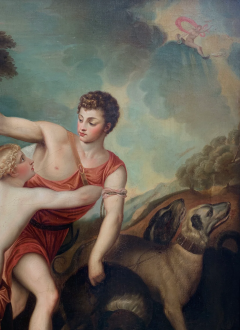 ANTIQUE ITALIAN OIL ON CANVAS DEPICTING VENUS AND ADONIS - 3565901