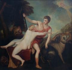 ANTIQUE ITALIAN OIL ON CANVAS DEPICTING VENUS AND ADONIS - 3570253