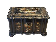 ANTIQUE LACQUER INLAID MOTHER OF PEARL FLOWER DECORATED JEWELRY BOX - 4570785