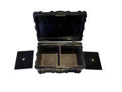 ANTIQUE LACQUER INLAID MOTHER OF PEARL FLOWER DECORATED JEWELRY BOX - 4570790