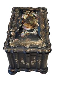 ANTIQUE LACQUER INLAID MOTHER OF PEARL FLOWER DECORATED JEWELRY BOX - 4570791