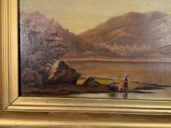 ANTIQUE LAKE VISTA MOUNTAIN LANDSCAPE PAINTING IN ORIGINAL FRAME - 4404010