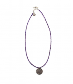 ANTIQUE LOVE TOKEN ON A FACETED AMETHYST NECKLACE - 3642728