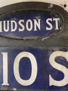 ANTIQUE NYC HUDSON STREET WEST 10TH STREET ENAMEL SIGN - 1448878