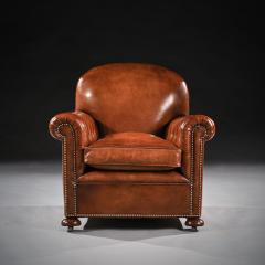 ANTIQUE PAIR OF EDWARDIAN LEATHER UPHOLSTERED CLUB CHAIRS - 2188599