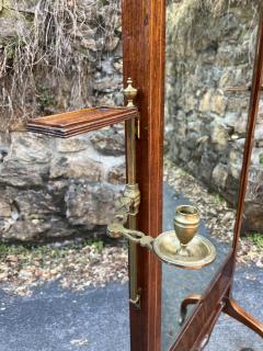 ANTIQUE SHERATON CHEVAL MIRROR WITH EXTENDING BRASS CANDLESTICKS JEWEL HOLDERS - 3520362