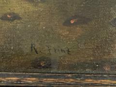 ANTIQUE THREE DOGS ON FOOTSTOOL RUG OIL PAINTING IN ORIGINAL FRAME - 4403950