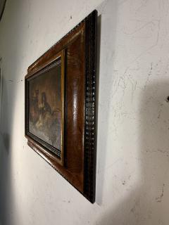 ANTIQUE THREE DOGS ON FOOTSTOOL RUG OIL PAINTING IN ORIGINAL FRAME - 4403967