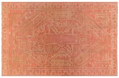 ANTIQUE TURKISH OUSHAK ORANGE HANDMADE WOOL RUG SIZE ADJUSTED  - 2372830