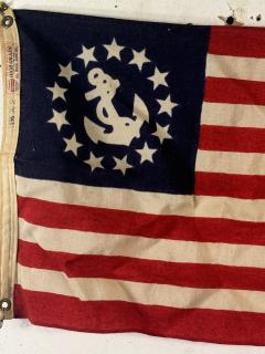 ANTIQUE WOOL BUNTING NAUTICAL 13 STAR FLAG - 4023898