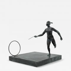 ARMANDO AMAYA Armando Amaya Limited Edition Bronze Female Figure Hoop Sculpture Mexico 1999 - 4767475
