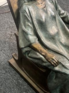 ARMANDO AMAYA MEXICAN PATINATED BRONZE OF WOMAN SEATED IN ROCKING CHAIR - 4156719