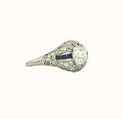 ART DECO 0 66 CARAT OLD CUT DIAMOND AND SAPPHIRE PLATINUM ENGAGEMENT RING - 2699787