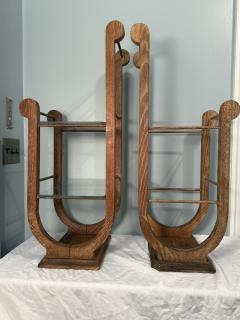 ART DECO CERUSED OAK TWO TIER SIDE TABLES PLANT STANDS - 4271269