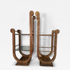 ART DECO CERUSED OAK TWO TIER SIDE TABLES PLANT STANDS - 4277169