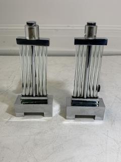 ART DECO CHROME AND GLASS ROD ANDIRONS - 1033766