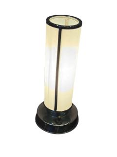 ART DECO CHROME WHITE GLASS CYLINDER ACCENT LAMP - 4578740