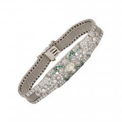 ART DECO DIAMOND AND EMERALD PLATINUM BRACELET CIRCA 1920 - 2624805