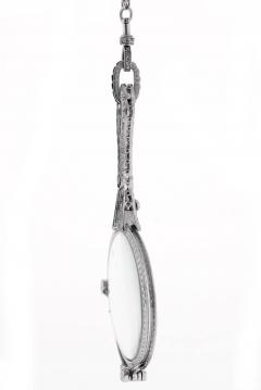 ART DECO DIAMOND AND SPINEL LORGNETTE WITH PEARL AND PLATINUM CHAIN - 2779945