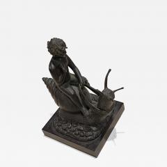 ART DECO ERA NUDE BOY RIDING SNAIL BRONZE - 2828541