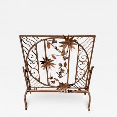 ART DECO FORGED STEEL ABSTRACT FLOWER FIRESCREEN - 2853978