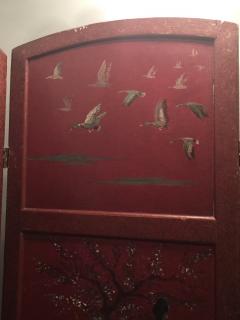 ART DECO HAND PAINTED DOUBLE SIDED ROOM SCREEN TROPICAL FISH CHINOISERIE - 3348391